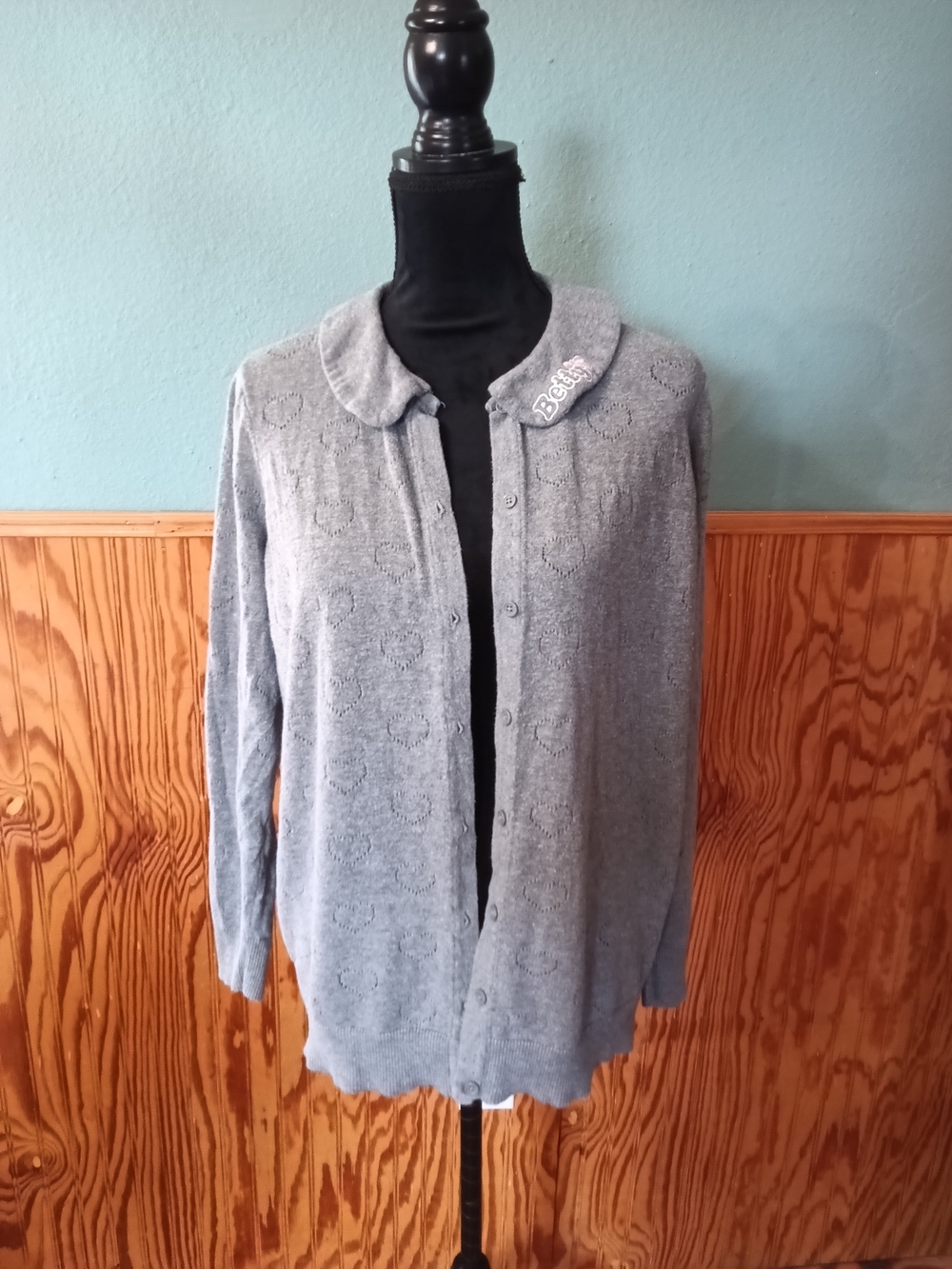 Gray Women's Button-Front Cardigan Jacket